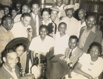 (AFRICAN AMERICAN--NIGHT CLUBS) Group of 36 photographs of fashionably dressed folks in Philadelphia, New York and D.C., including trum